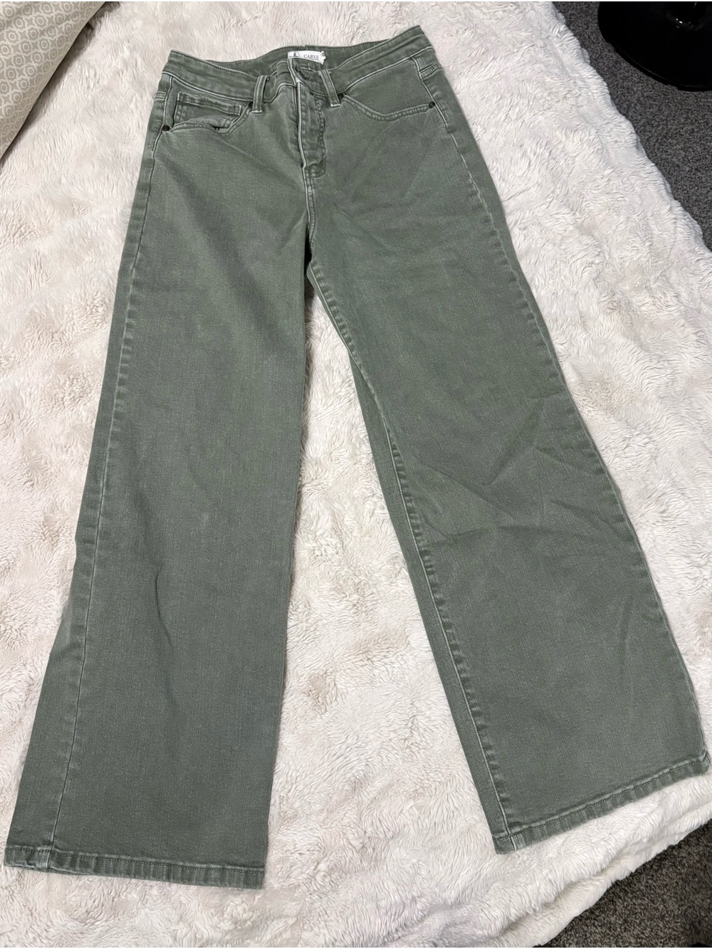 Carve Designs Wide Leg High-Rise Jeans - Olive Green
